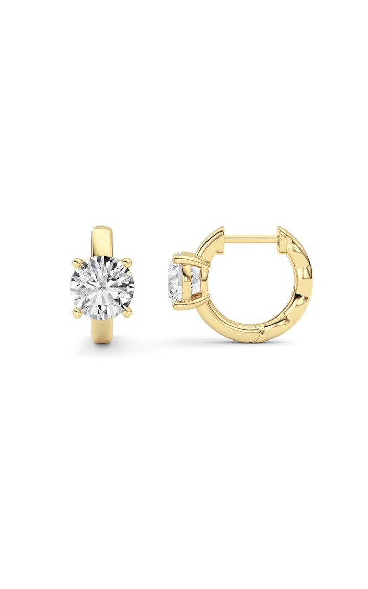 2Cttw Round Shaped Lab Grown Diamond (F/VS ) Huggie Earrings in 14K Gold