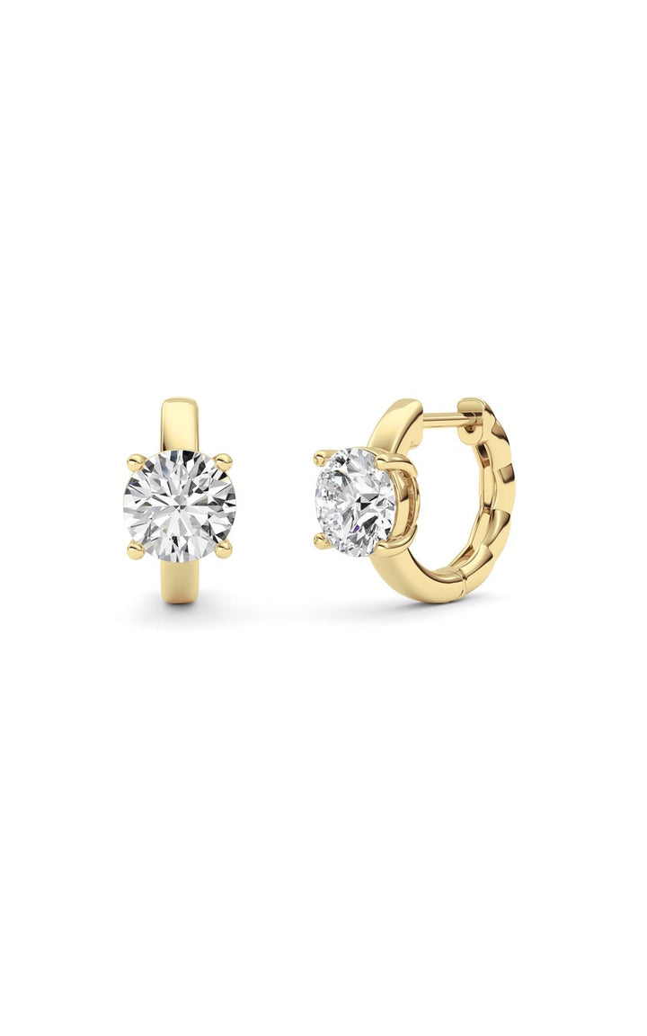 2Cttw Round Shaped Lab Grown Diamond (F/VS ) Huggie Earrings in 14K Gold
