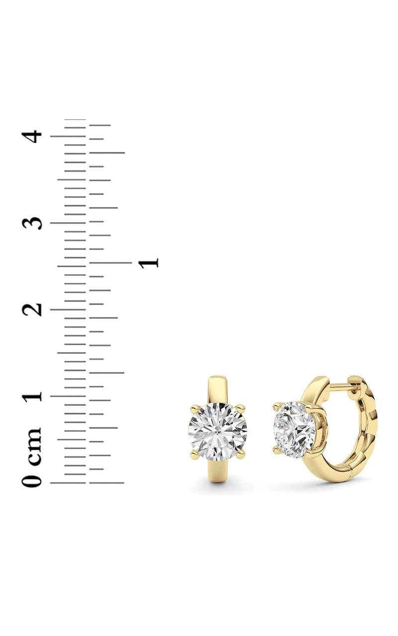2Cttw Round Shaped Lab Grown Diamond (F/VS ) Huggie Earrings in 14K Gold