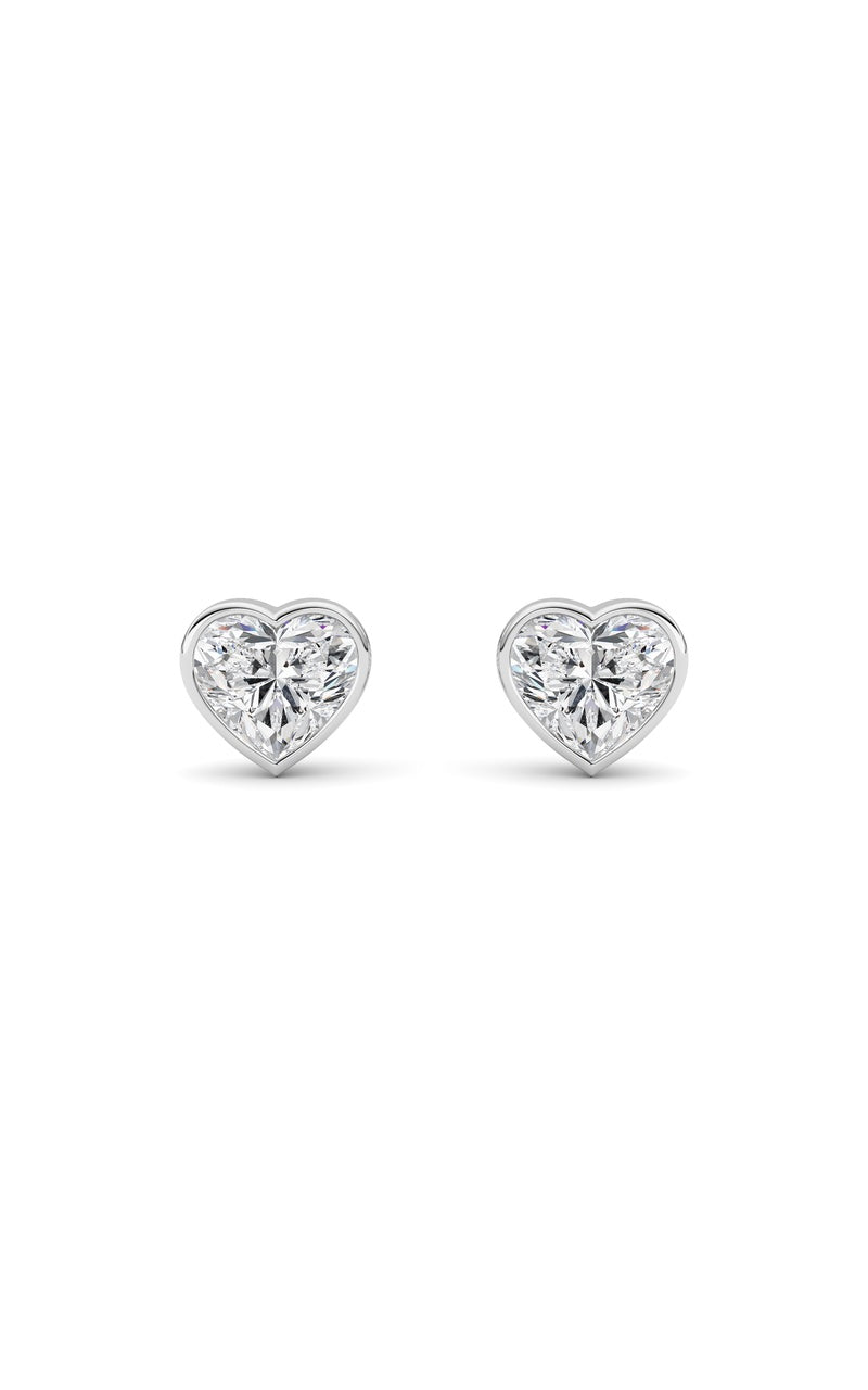 4Cttw Heart Shaped Lab Grown Diamond (F/VS) BezelSet Stud Earrings in 14K Gold
