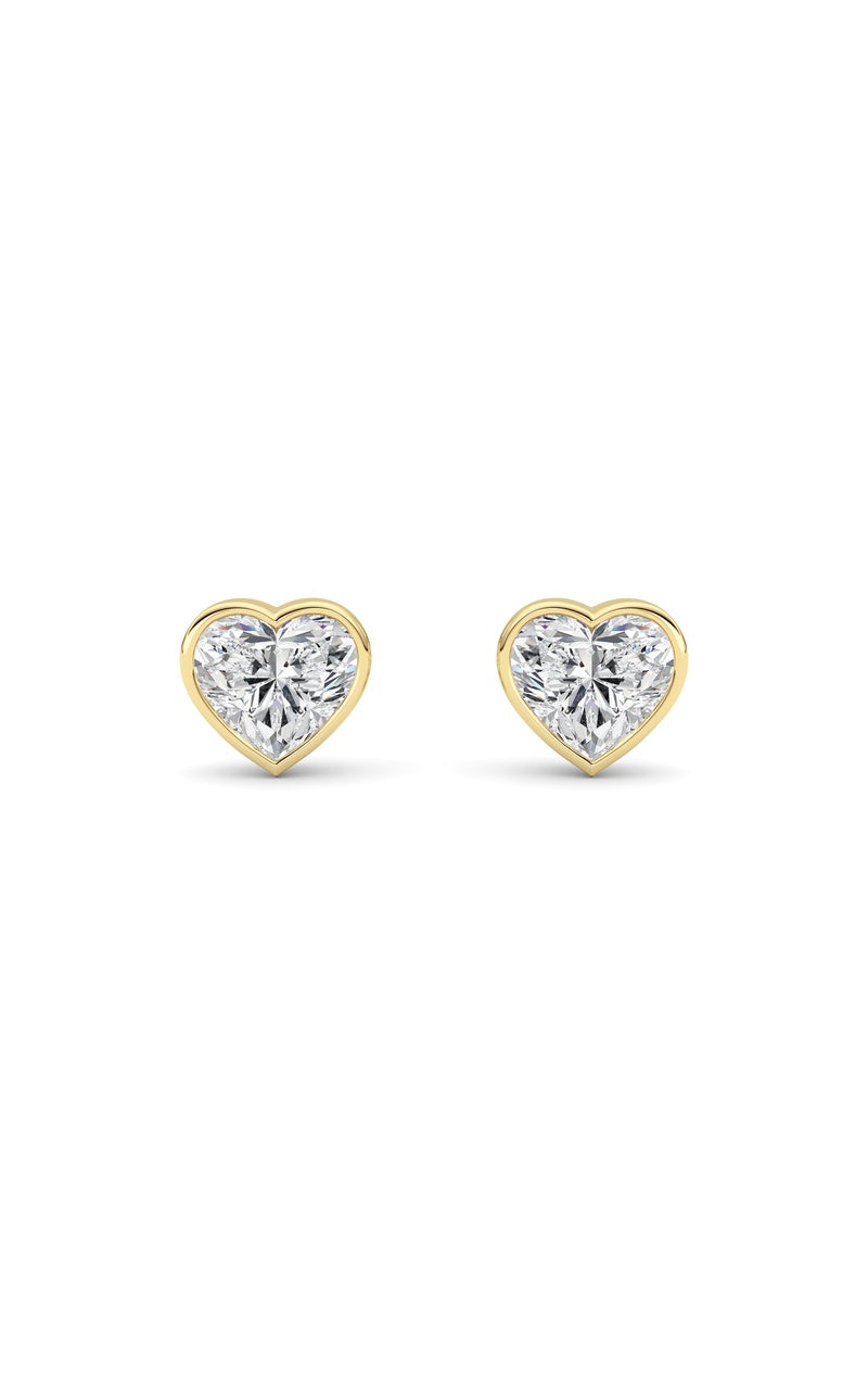 4Cttw Heart Shaped Lab Grown Diamond (F/VS) BezelSet Stud Earrings in 14K Gold