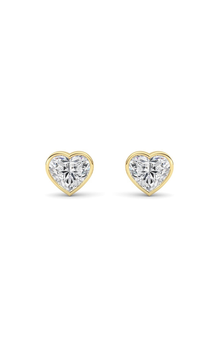 4Cttw Heart Shaped Lab Grown Diamond (F/VS) BezelSet Stud Earrings in 14K Gold