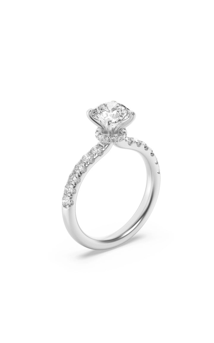 2.5Cttw Round Shaped Lab Grown Diamond (F/VS) Hidden Halo Accented Ring in 14K Gold