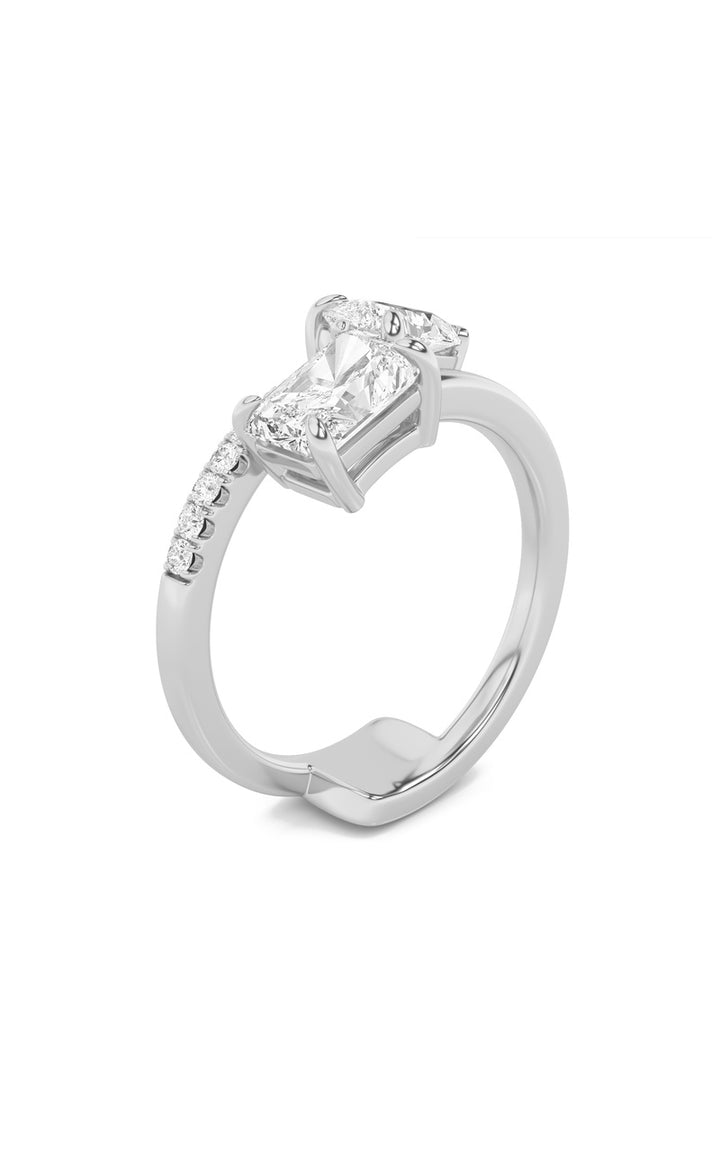 1.5Cttw Pear Shaped Lab Grown Diamond (F/VS) Toi et Moi Fashion Ring in 14K Gold