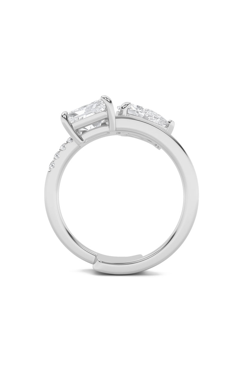 1.5Cttw Pear Shaped Lab Grown Diamond (F/VS) Toi et Moi Fashion Ring in 14K Gold