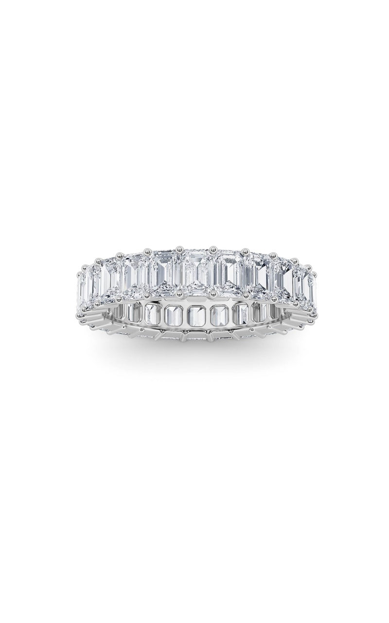 2.9CTW Emerald Shaped Lab Grown Diamond Split Prong Eternity Ring in 14K Gold (F/VS)