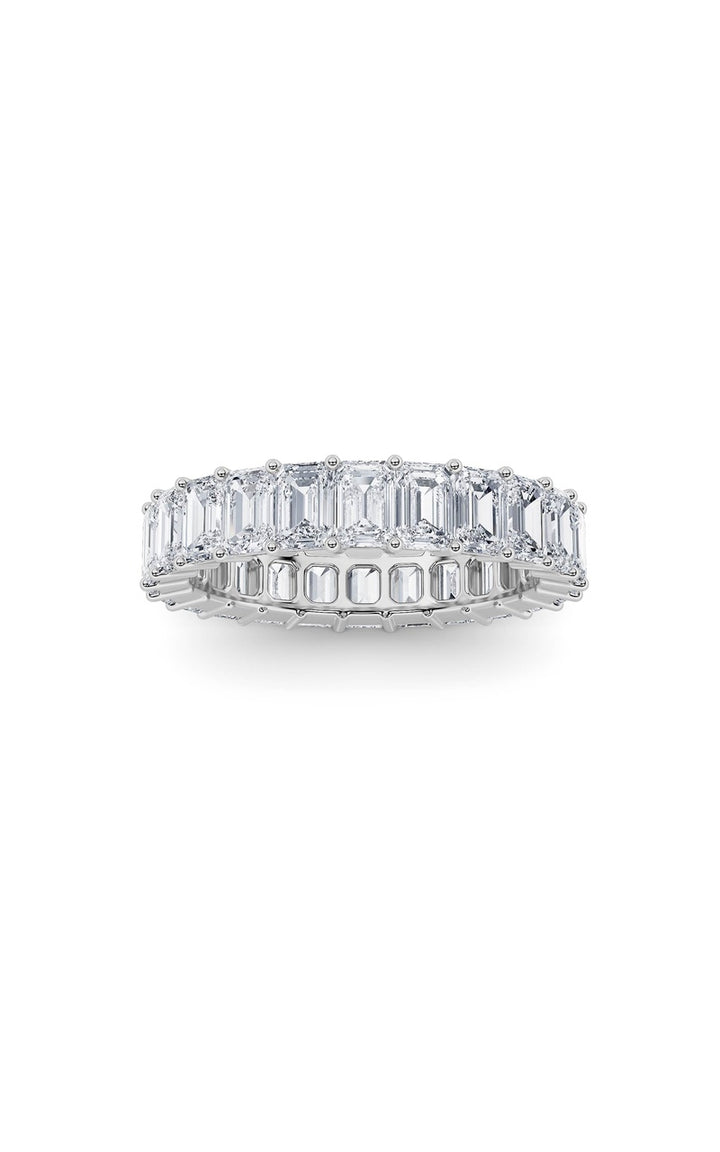 2.9CTW Emerald Shaped Lab Grown Diamond Split Prong Eternity Ring in 14K Gold (F/VS)