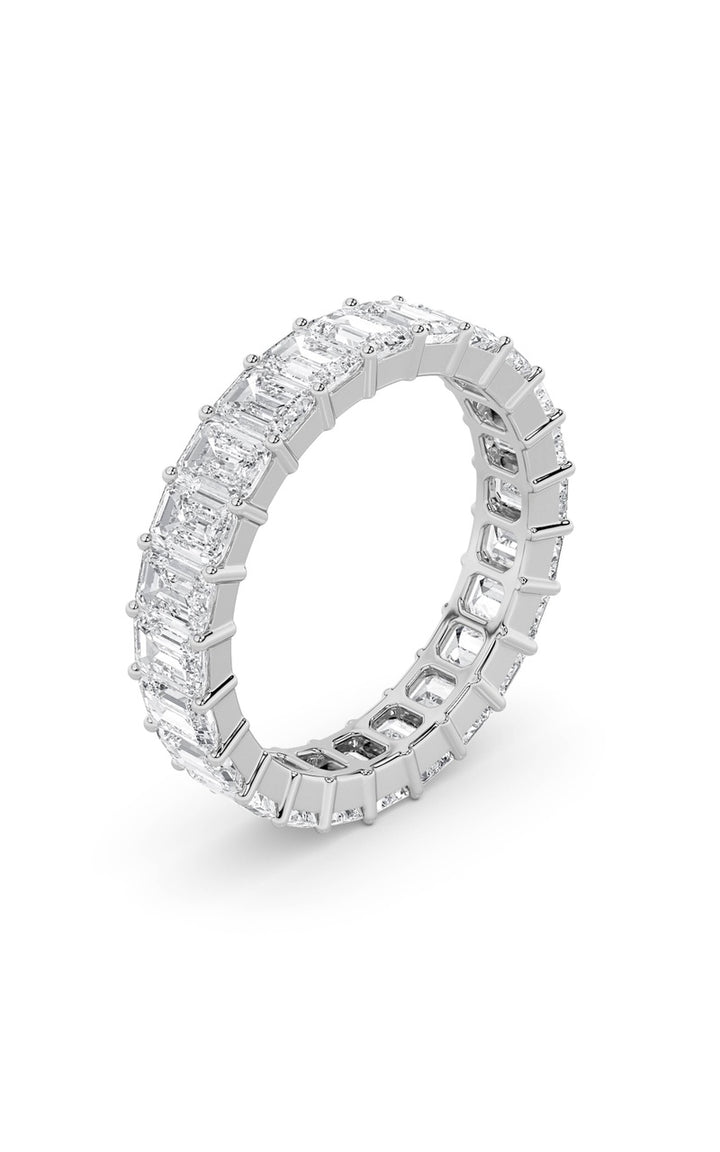 2.9CTW Emerald Shaped Lab Grown Diamond Split Prong Eternity Ring in 14K Gold (F/VS)
