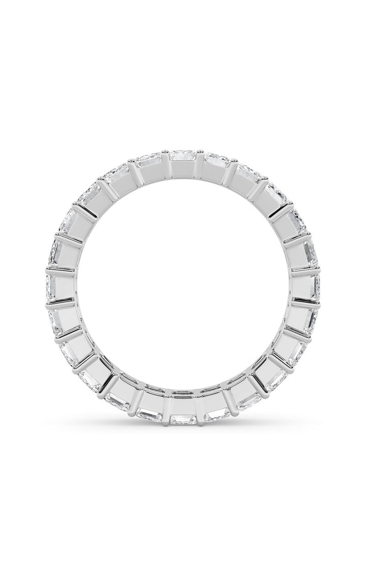 2.9CTW Emerald Shaped Lab Grown Diamond Split Prong Eternity Ring in 14K Gold (F/VS)