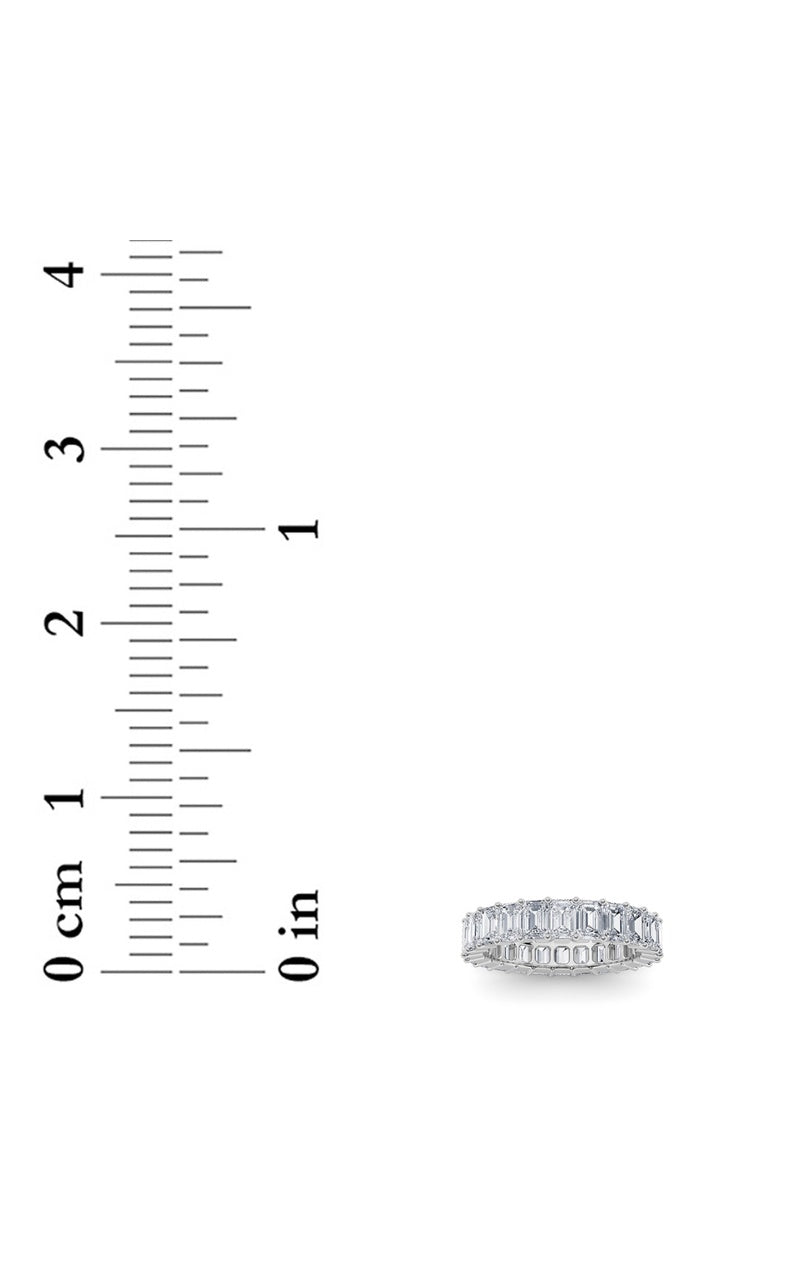 2.9CTW Emerald Shaped Lab Grown Diamond Split Prong Eternity Ring in 14K Gold (F/VS)