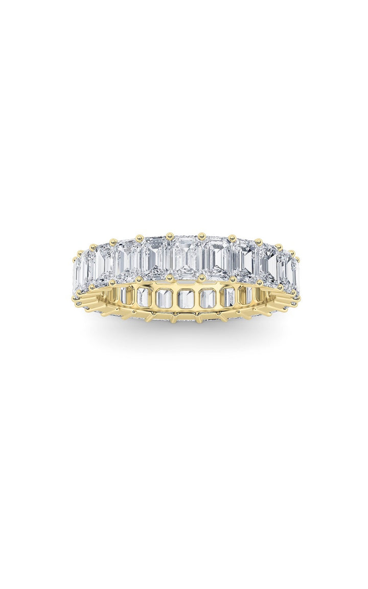 2.9CTW Emerald Shaped Lab Grown Diamond Split Prong Eternity Ring in 14K Gold (F/VS)