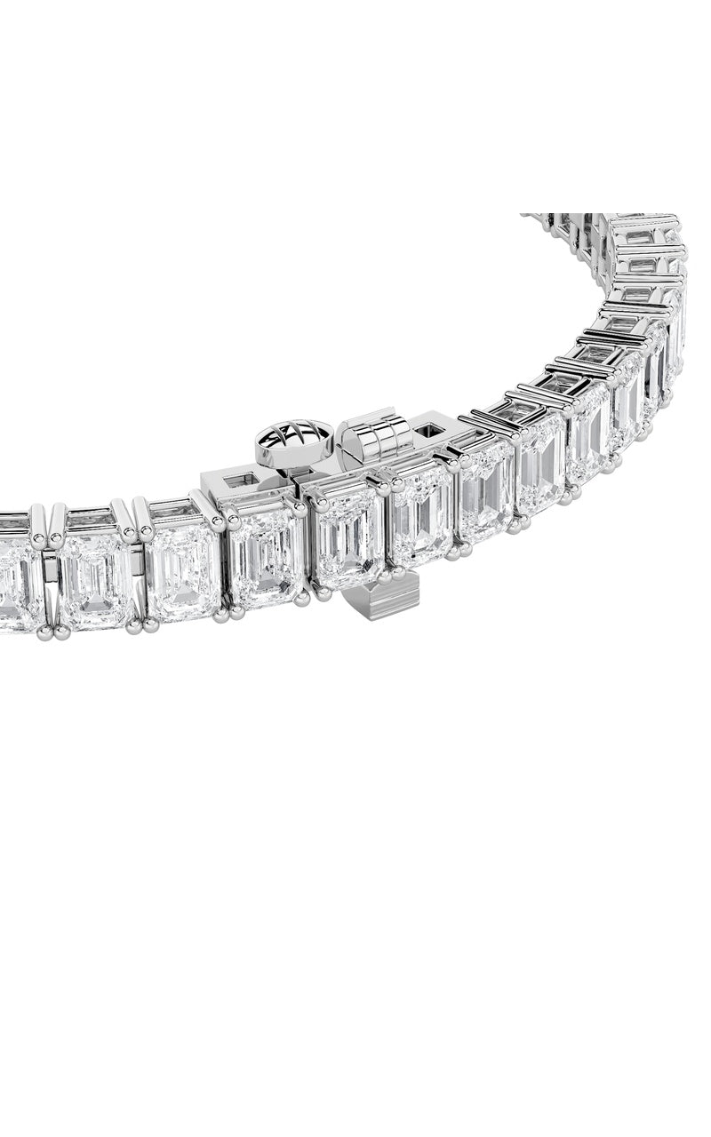 12.5Cttw Emerald Shaped Lab Grown Diamond (F/VS) East West Line Bracelet in 14K Gold