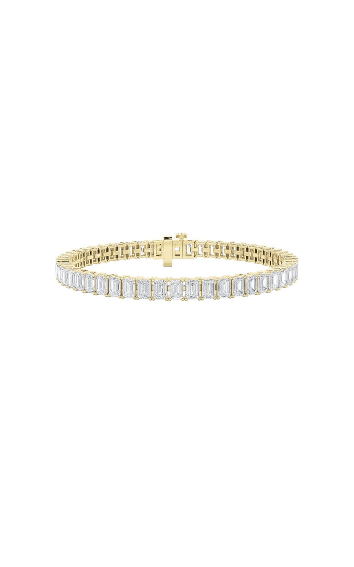 12.5Cttw Emerald Shaped Lab Grown Diamond (F/VS) East West Line Bracelet in 14K Gold