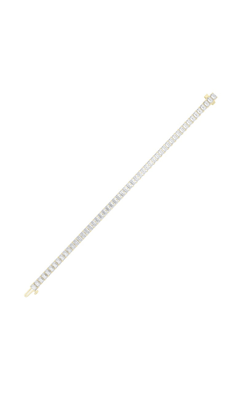 12.5Cttw Emerald Shaped Lab Grown Diamond (F/VS) East West Line Bracelet in 14K Gold