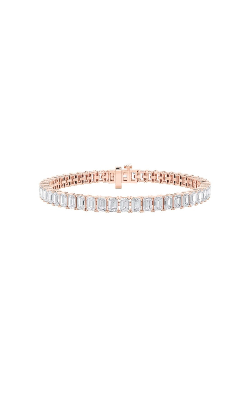 10Cttw Emerald Shaped Lab Grown Diamond (F/VS) East West Line Bracelet in 14K Gold