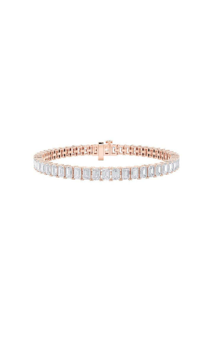 10Cttw Emerald Shaped Lab Grown Diamond (F/VS) East West Line Bracelet in 14K Gold