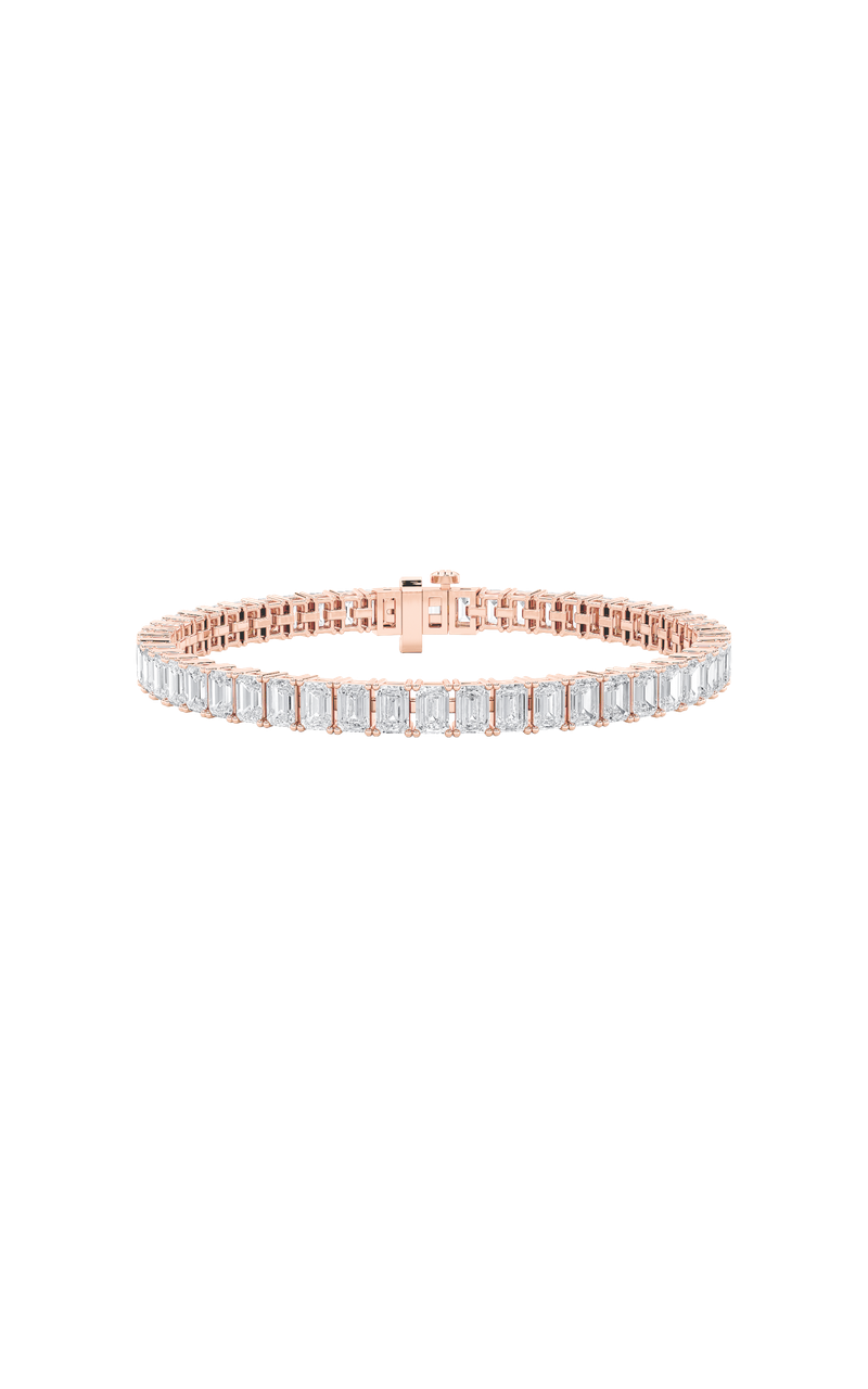 10Cttw Emerald Shaped Lab Grown Diamond (F/VS) East West Line Bracelet in 14K Gold