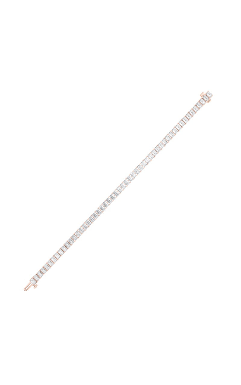 10Cttw Emerald Shaped Lab Grown Diamond (F/VS) East West Line Bracelet in 14K Gold