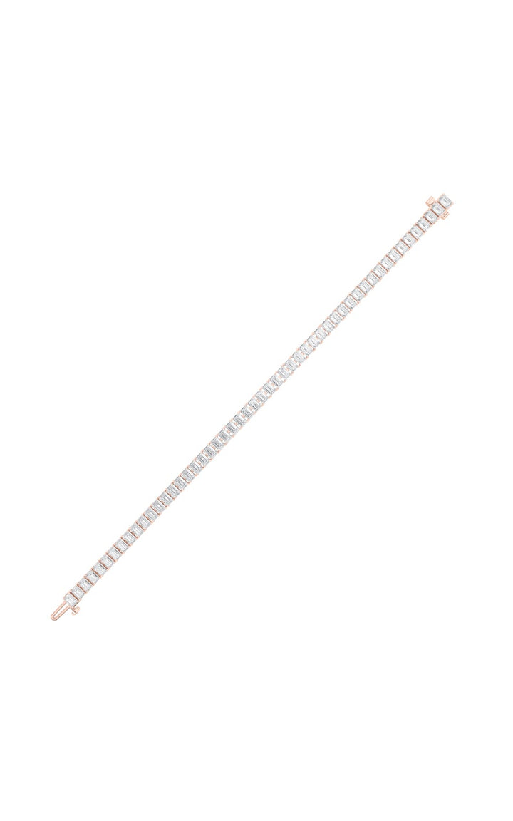 10Cttw Emerald Shaped Lab Grown Diamond (F/VS) East West Line Bracelet in 14K Gold