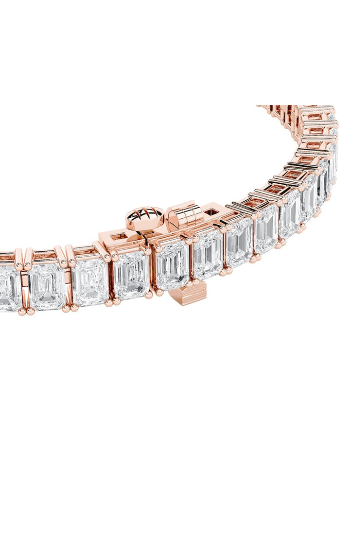 12.5Cttw Emerald Shaped Lab Grown Diamond (F/VS) East West Line Bracelet in 14K Gold