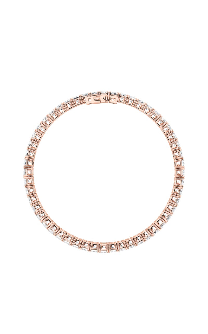 15Cttw Emerald Shaped Lab Grown Diamond (F/VS) East West Line Bracelet in 14K Gold