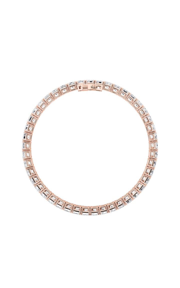 18.5Cttw Emerald Shaped Lab Grown Diamond (F/VS) East West Line Bracelet in 14K Gold