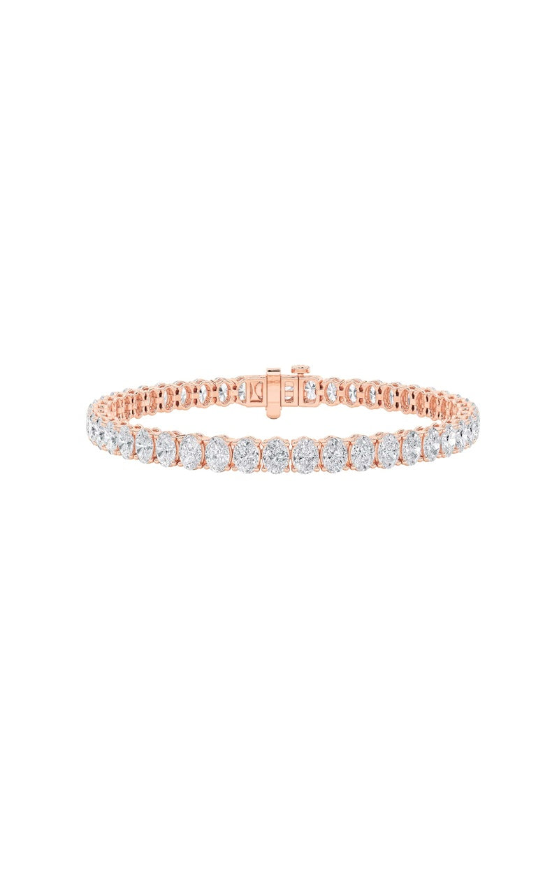 12.5Cttw Oval Shaped Lab Grown Diamond (F/VS) East West Line Bracelet in 14K Gold