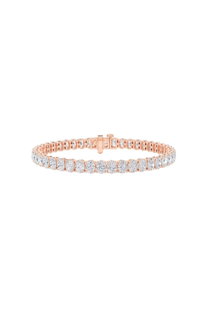 12.5Cttw Oval Shaped Lab Grown Diamond (F/VS) East West Line Bracelet in 14K Gold