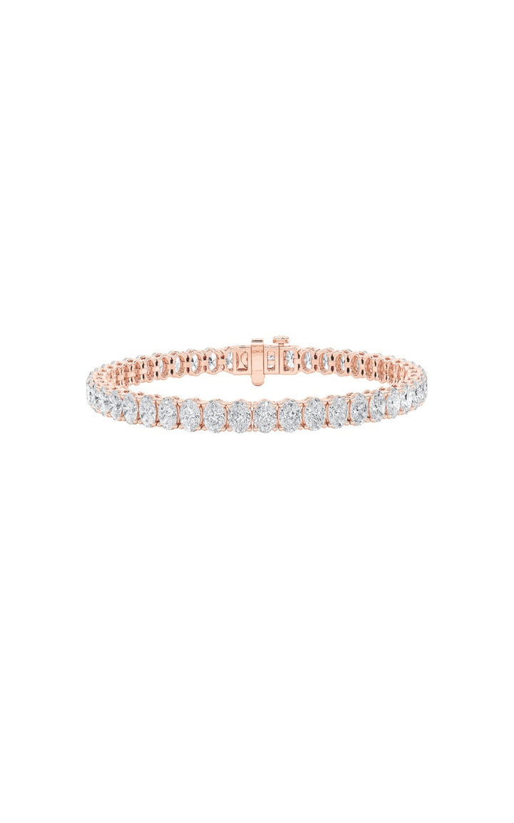 9Cttw Oval Shaped Lab Grown Diamond (G/VS) East West Line Bracelet in 14K Gold