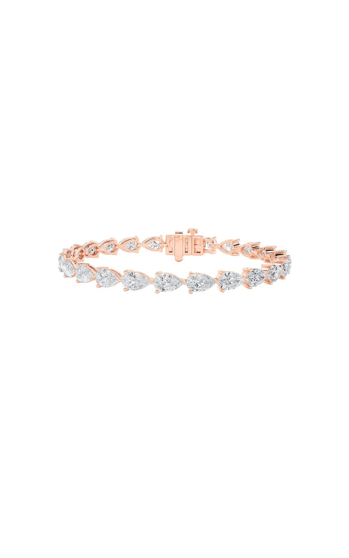 10Cttw Pear Shaped Lab Grown Diamond (F/VS) Fancy Line Bracelet in 14K Gold