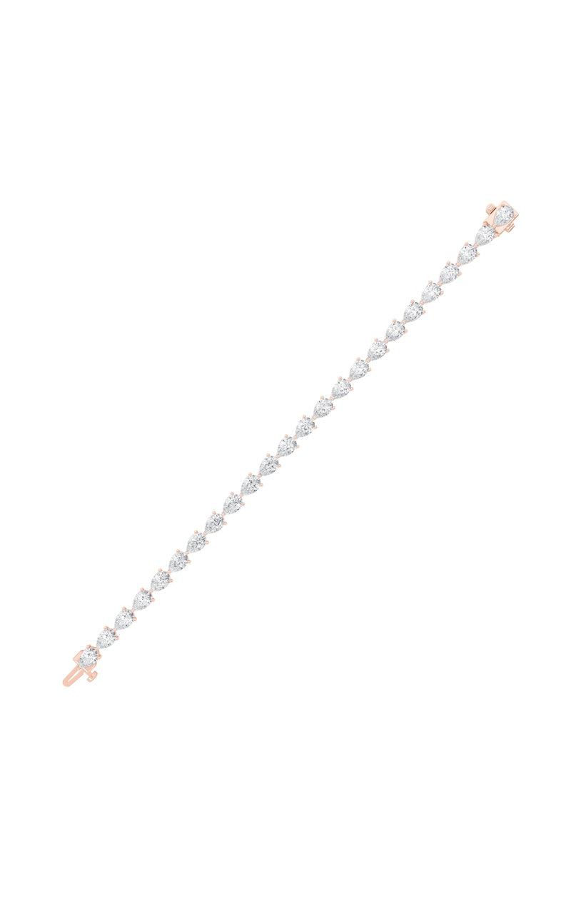 10Cttw Pear Shaped Lab Grown Diamond (F/VS) Fancy Line Bracelet in 14K Gold